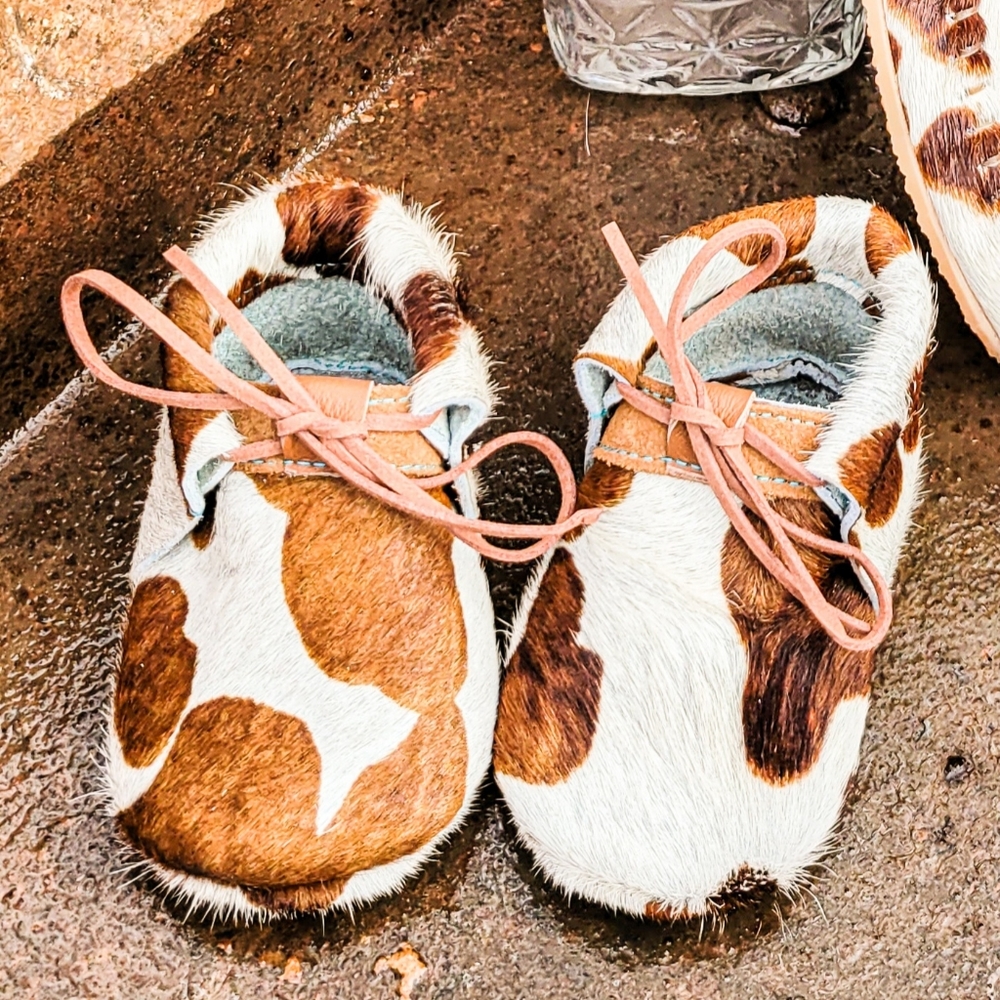 Cowprint Baby Moccasins